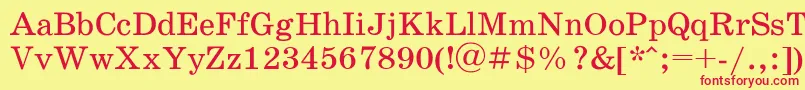 SchoolbookacRegular Font – Red Fonts on Yellow Background