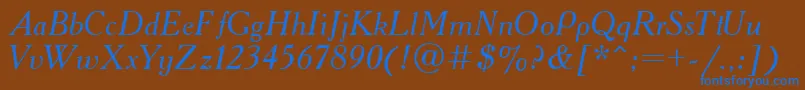 フォントAcademy.KzItalic – 茶色の背景に青い文字
