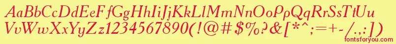 Academy.KzItalic Font – Red Fonts on Yellow Background