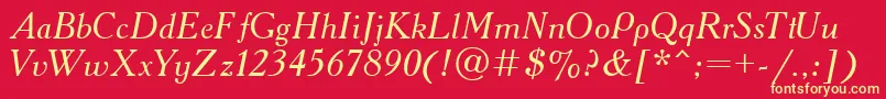 Academy.KzItalic Font – Yellow Fonts on Red Background