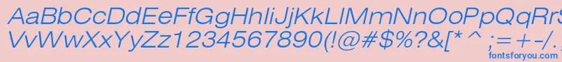 HeliosextlightcItalic Font – Blue Fonts on Pink Background