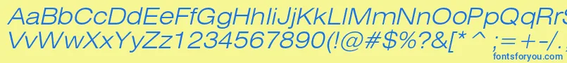 More about HeliosextlightcItalic Font HeliosextlightcItalic Font – Blue Fonts on Yellow Background