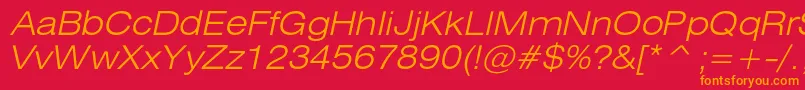 HeliosextlightcItalic Font – Orange Fonts on Red Background