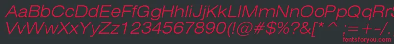 HeliosextlightcItalic Font – Red Fonts on Black Background