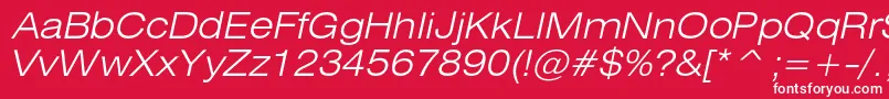 HeliosextlightcItalic Font – White Fonts on Red Background