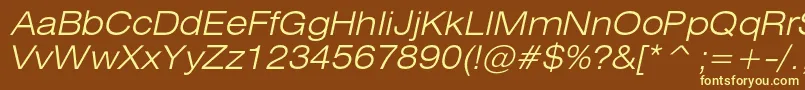 HeliosextlightcItalic Font – Yellow Fonts on Brown Background