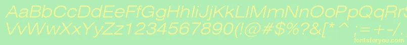Police HeliosextlightcItalic – polices jaunes sur fond vert