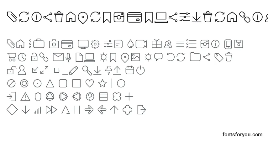 Czcionka AristaProIconsExtralightTrial – alfabet, cyfry, specjalne znaki