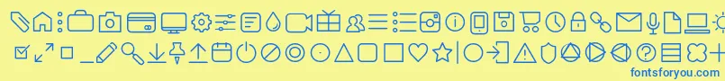 フォントAristaProIconsExtralightTrial – 青い文字が黄色の背景にあります。
