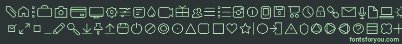 Шрифт AristaProIconsExtralightTrial – зелёные шрифты на чёрном фоне