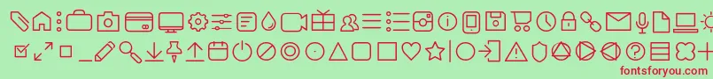 AristaProIconsExtralightTrial Font – Red Fonts on Green Background