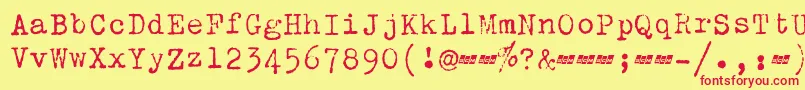 Fonte ScmZephyrDeluxe – fontes vermelhas em um fundo amarelo