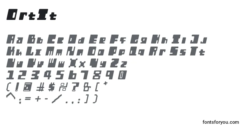 Schriftart OrtIt – Alphabet, Zahlen, spezielle Symbole