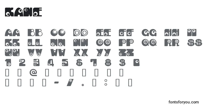 Schriftart KanE – Alphabet, Zahlen, spezielle Symbole