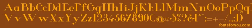 GlamorMediumextended Font – Orange Fonts on Brown Background