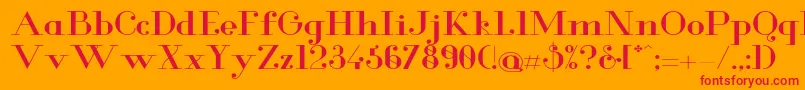 GlamorMediumextended Font – Red Fonts on Orange Background