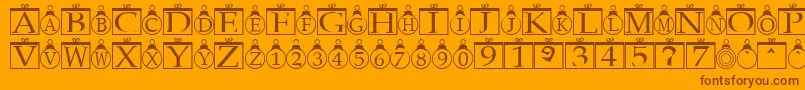 Fonte ChristmasOrnamentsRegular – fontes marrons em um fundo laranja