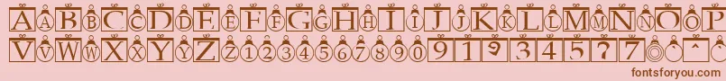 Weitere Informationen zur ChristmasOrnamentsRegular-Schriftart ChristmasOrnamentsRegular-Schriftart – Braune Schriften auf rosa Hintergrund