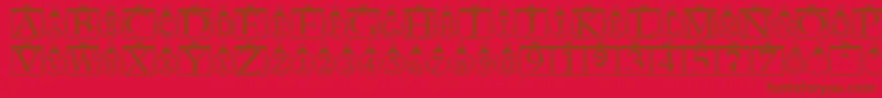 ChristmasOrnamentsRegular-Schriftart – Braune Schriften auf rotem Hintergrund