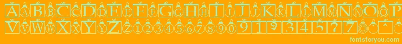ChristmasOrnamentsRegular-Schriftart – Grüne Schriften auf orangefarbenem Hintergrund