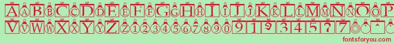 ChristmasOrnamentsRegular Font – Red Fonts on Green Background