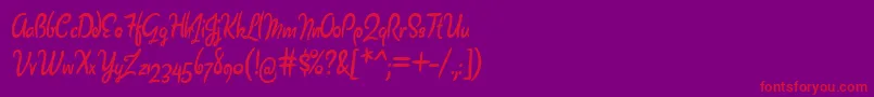 Barrista Font – Red Fonts on Purple Background