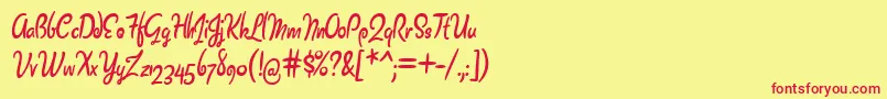 Barrista Font – Red Fonts on Yellow Background