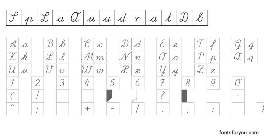 A fonte SpLaQuadratDb – alfabeto, números, caracteres especiais
