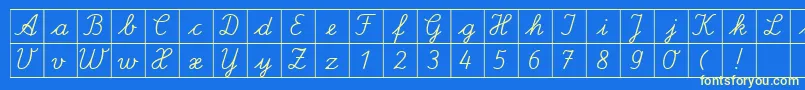 フォントSpLaQuadratDb – 黄色の文字、青い背景