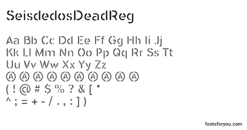 Czcionka SeisdedosDeadReg – alfabet, cyfry, specjalne znaki