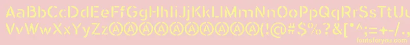 SeisdedosDeadReg-Schriftart – Gelbe Schriften auf rosa Hintergrund