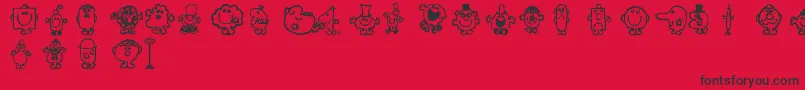 Mrmen-Schriftart – Schwarze Schriften auf rotem Hintergrund