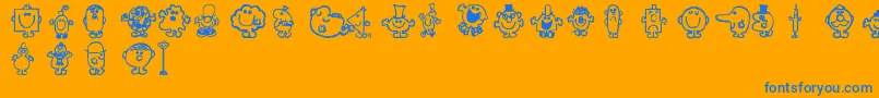 Mrmen-Schriftart – Blaue Schriften auf orangefarbenem Hintergrund