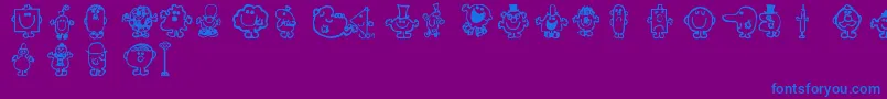 Mrmen-Schriftart – Blaue Schriften auf violettem Hintergrund