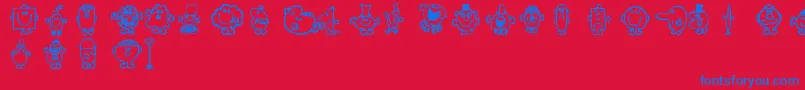 フォントMrmen – 赤い背景に青い文字