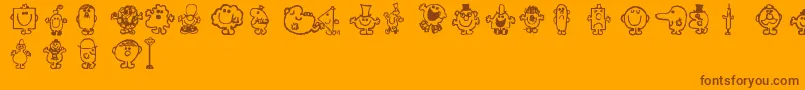 Mrmen-Schriftart – Braune Schriften auf orangefarbenem Hintergrund