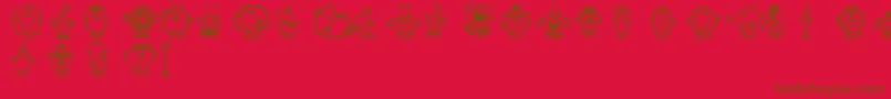 Mrmen-Schriftart – Braune Schriften auf rotem Hintergrund