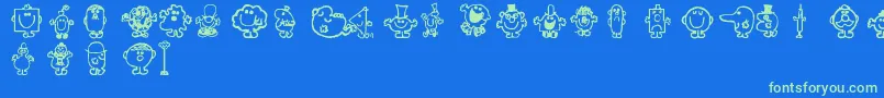 Mrmen Font – Green Fonts on Blue Background