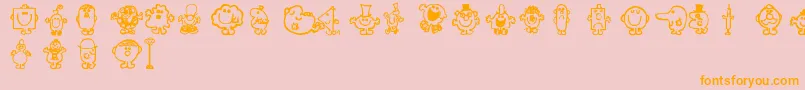 Mrmen-Schriftart – Orangefarbene Schriften auf rosa Hintergrund