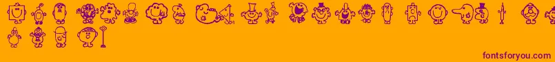 Mrmen-Schriftart – Violette Schriften auf orangefarbenem Hintergrund