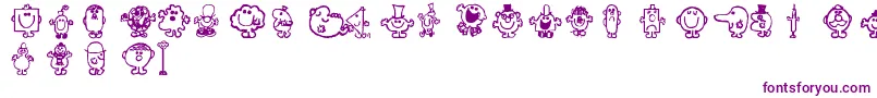 Mrmen-Schriftart – Violette Schriften auf weißem Hintergrund