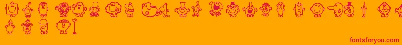 Mrmen-Schriftart – Rote Schriften auf orangefarbenem Hintergrund