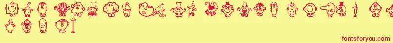 Mrmen-Schriftart – Rote Schriften auf gelbem Hintergrund