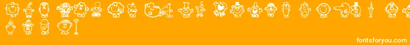 Mrmen-Schriftart – Weiße Schriften auf orangefarbenem Hintergrund