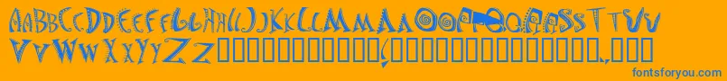 Weitere Informationen zur JasonsMadnessSemiinsane-Schriftart JasonsMadnessSemiinsane-Schriftart – Blaue Schriften auf orangefarbenem Hintergrund