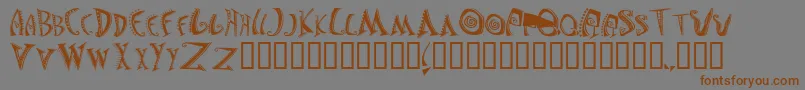 フォントJasonsMadnessSemiinsane – 茶色の文字が灰色の背景にあります。
