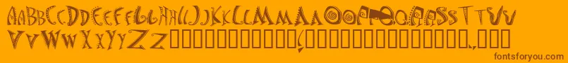 JasonsMadnessSemiinsane-Schriftart – Braune Schriften auf orangefarbenem Hintergrund
