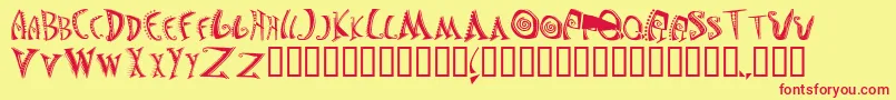 JasonsMadnessSemiinsane Font – Red Fonts on Yellow Background