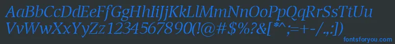 TransportLightItalic Font – Blue Fonts on Black Background