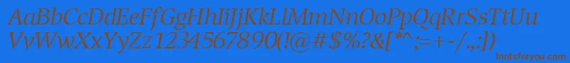 TransportLightItalic Font – Brown Fonts on Blue Background